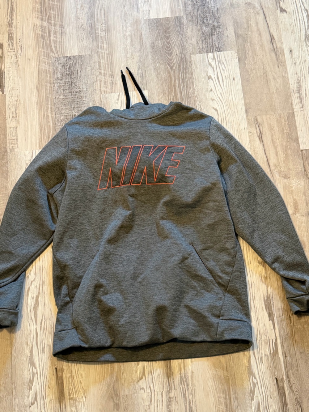 Nike Light Gray Dri-FIT Hooded Sweatshirt with Black Drawcords